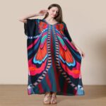Swimming Gear Printed Rayon Bikini Cover-Up – Loose-Fit Plus-Size Dress