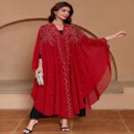 Swimming Gear Hooded cape-style top with rhinestone and bead embellishments