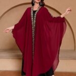 Swimming Gear Embroidered Chiffon Hooded Cape-Style Top