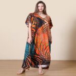 Swimming Gear Printed Rayon Bikini Cover-Up – Loose-Fit Plus-Size Dress