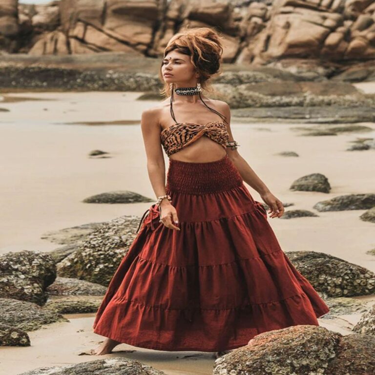 Swimming Gear 2026 New Western-Style Casual Wrap Skirt – Loose, Solid-Color Maxi Skirt